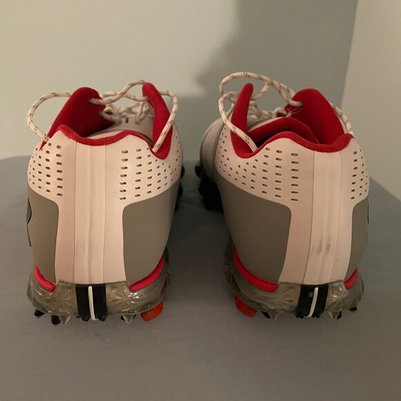 Under Armour Spieth One Golf Shoe White/Black/Red (Extra Wide) Mens 8EE - Picture 7 of 10